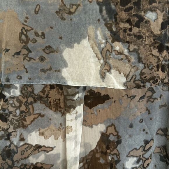 Logo Lounge Vest Women's Sz XS Gray/Brown Multicolor Sheer Back Watercolor Print - Picture 4 of 8